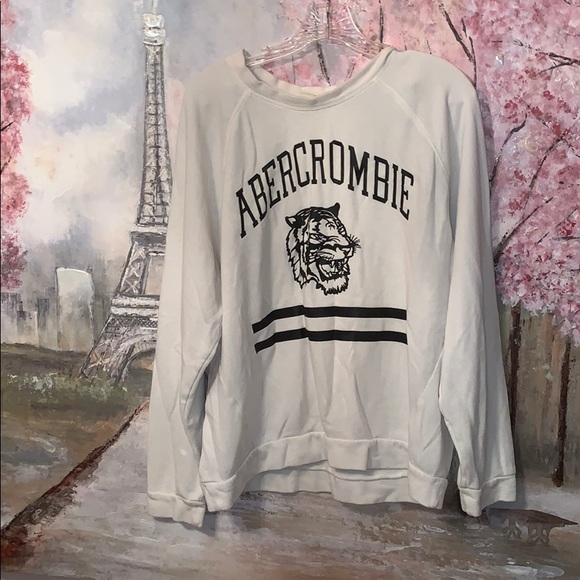 Abercrombie & Fitch Other - Abercrombie white thin sweatshirt navy logo M/L